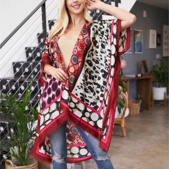BOHO DOLLZ Multi Print kimono - Picture 3 of 10